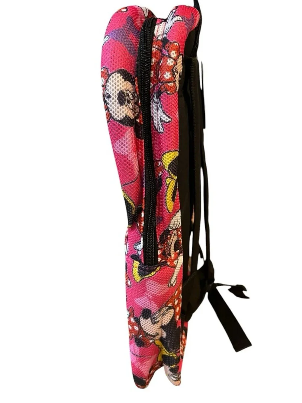 Disney Minnie Mouse Soft Shell Mesh Backpack Pink AOP Pocket Padded 16 in NWT